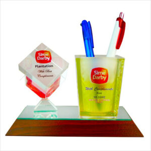 Crystal Pen Holder & Crystal Paper Weight 8180